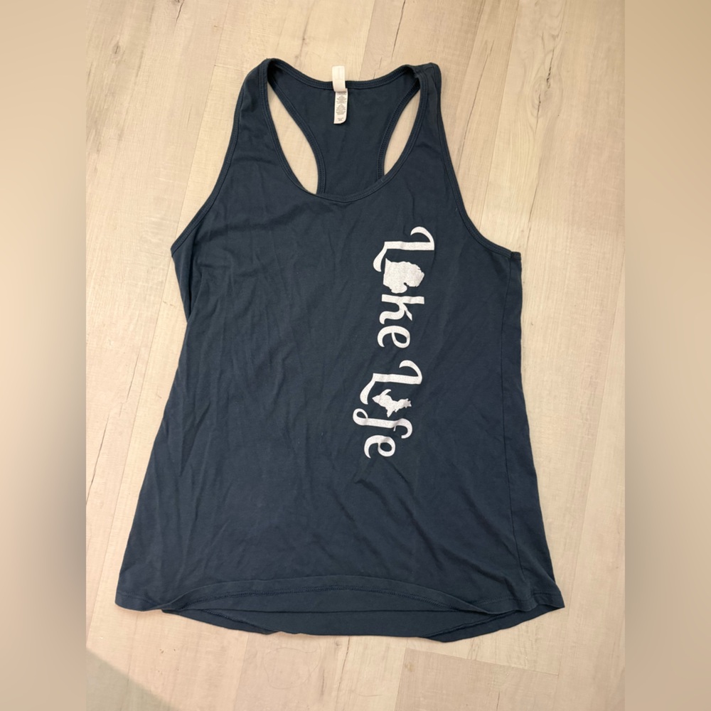 Women's Navy 'Lake Life' Racerback Tank Top